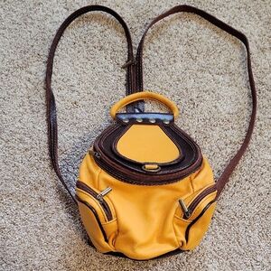 Elegant Yellow and Brown Women's Backpack